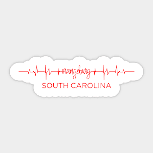 I Love Orangeburg South Carolina USA Heartbeat Funny T-Shirt For Men Women Custom Sticker